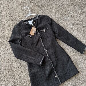 RIHOAS Black & Gold Tweed Mini Dress